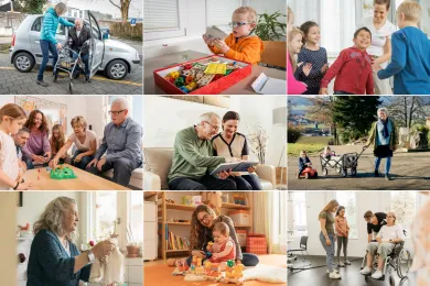 Bilder von verschiedenen Dienstleistungen des SRK Graubünden